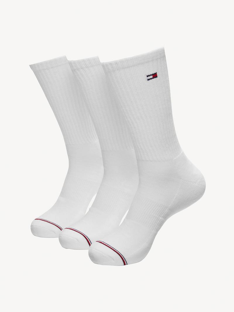 Férfi Tommy Hilfiger Sport Crews 3Pk Zokni Fehér | HU 1531VRW